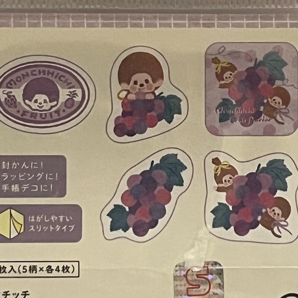 Monchhichi Fruit Series-Grape Sticker Flake Set - Picture 6 of 6
